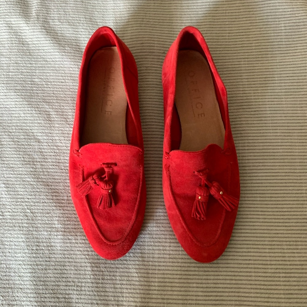 Bright Red Office Tassel Flats